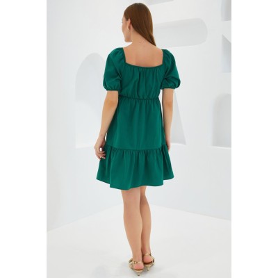 2351 Kloş Poplin Elbise - Y.Zümrüt 2351 Kloş Poplin Elbise - Y.Zümrüt