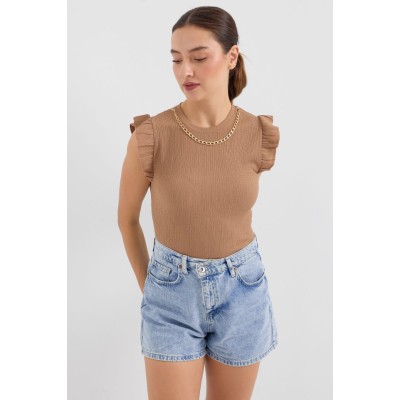0430 Örme Bluz - Camel 0430 Örme Bluz - Camel