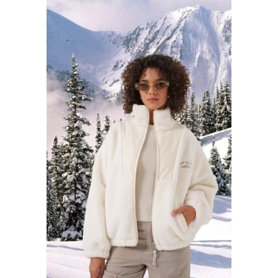 5194 Peluş Mont Ceket - Ekru 5194 Peluş Mont Ceket - Ekru
