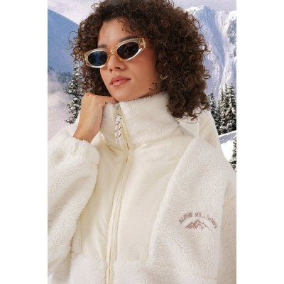 5194 Peluş Mont Ceket - Ekru 5194 Peluş Mont Ceket - Ekru