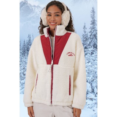 5194 Peluş Mont Ceket - Bordo 5194 Peluş Mont Ceket - Bordo