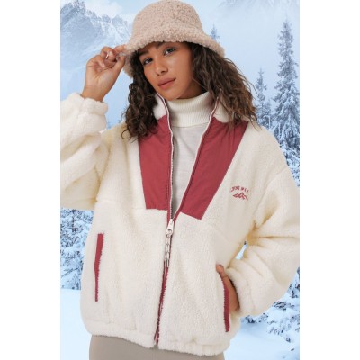 5194 Peluş Mont Ceket - Kiremit 5194 Peluş Mont Ceket - Kiremit