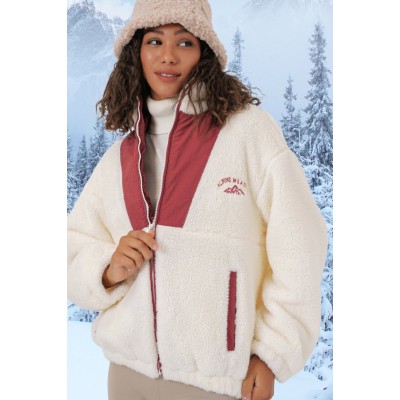5194 Peluş Mont Ceket - Kiremit 5194 Peluş Mont Ceket - Kiremit