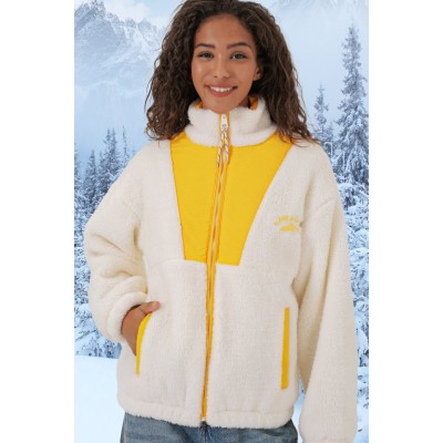 5194 Peluş Mont Ceket - Sarı 5194 Peluş Mont Ceket - Sarı
