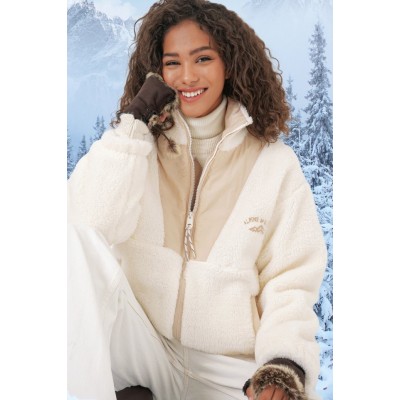 5194 Peluş Mont Ceket - Krem 5194 Peluş Mont Ceket - Krem