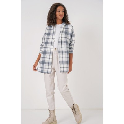 0710 Kapüşonlu Oversize Gömlek - Gri 0710 Kapüşonlu Oversize Gömlek - Gri