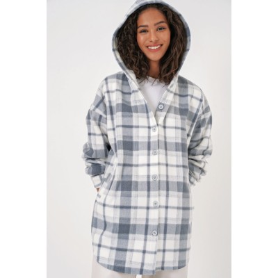 0710 Kapüşonlu Oversize Gömlek - Gri 0710 Kapüşonlu Oversize Gömlek - Gri