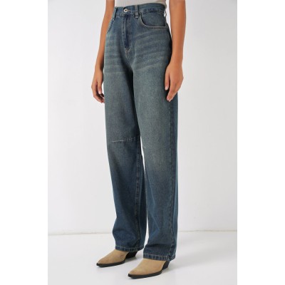 6689 Yüksek Bel Baggy Kot Pantolon - İndigo 6689 Yüksek Bel Baggy Kot Pantolon - İndigo