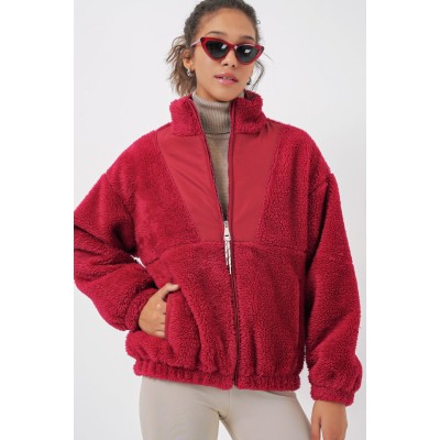 5194 Peluş Mont Ceket - A.Bordo 5194 Peluş Mont Ceket - A.Bordo