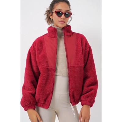 5194 Peluş Mont Ceket - A.Bordo 5194 Peluş Mont Ceket - A.Bordo