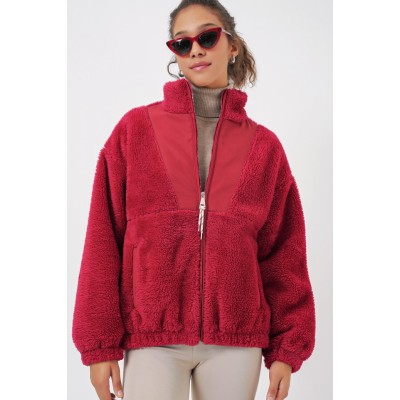 5194 Peluş Mont Ceket - A.Bordo 5194 Peluş Mont Ceket - A.Bordo