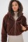 5193 Kapüşonlu Peluş Crop Ceket - Kahverengi 5193 Kapüşonlu Peluş Crop Ceket - Kahverengi