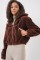 5193 Kapüşonlu Peluş Crop Ceket - Kahverengi 5193 Kapüşonlu Peluş Crop Ceket - Kahverengi