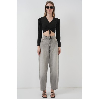936 Sandy Crop Bluz - Siyah 936 Sandy Crop Bluz - Siyah