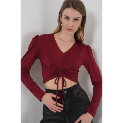 936 Sandy Crop Bluz - Bordo 936 Sandy Crop Bluz - Bordo