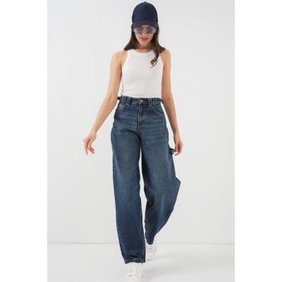 Yüksek Bel Kot Pantolon 6701 - Lacivert