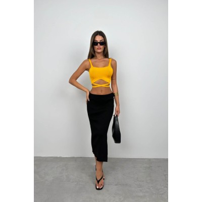 Bel Bağcıklı Crop Bluz Bel Bağcıklı Crop Bluz