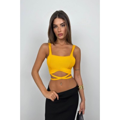 Bel Bağcıklı Crop Bluz Bel Bağcıklı Crop Bluz