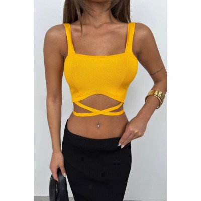 Bel Bağcıklı Crop Bluz Bel Bağcıklı Crop Bluz