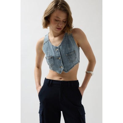 Denim Cepli Yelek Denim Cepli Yelek