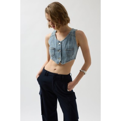 Denim Cepli Yelek Denim Cepli Yelek