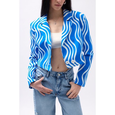 Desenli Crop Ceket Desenli Crop Ceket