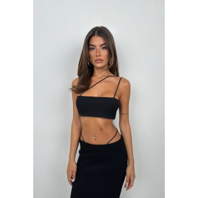 Askı Detay Straplez Dokulu Crop Askı Detay Straplez Dokulu Crop