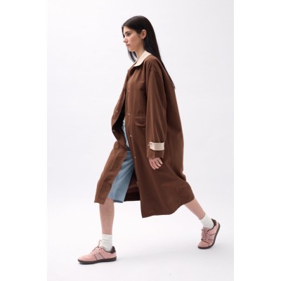 Yaka Detaylı Oversize Trençkot Yaka Detaylı Oversize Trençkot
