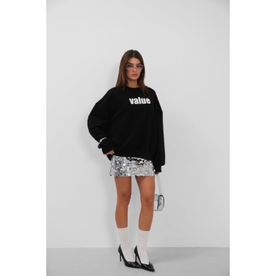 Baskılı Sıfır Yaka Oversize Sweatshirt Baskılı Sıfır Yaka Oversize Sweatshirt
