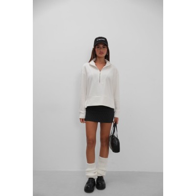 Fermuar Ve Dikiş Detaylı Sweatshirt Fermuar Ve Dikiş Detaylı Sweatshirt
