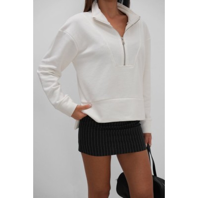 Fermuar Ve Dikiş Detaylı Sweatshirt Fermuar Ve Dikiş Detaylı Sweatshirt