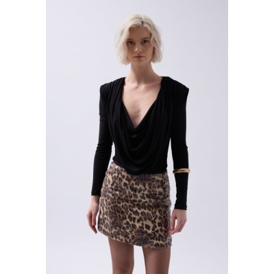 Vatkalı Degaje Yaka Bodysuit Vatkalı Degaje Yaka Bodysuit