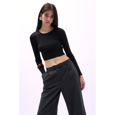 Bisiklet Yaka Dokulu Crop Bisiklet Yaka Dokulu Crop