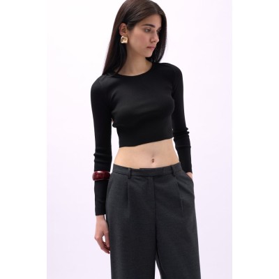 Bisiklet Yaka Dokulu Crop Bisiklet Yaka Dokulu Crop