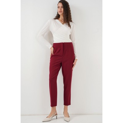6650 Yüksek Bel Kumaş Pantolon - Bordo 6650 Yüksek Bel Kumaş Pantolon - Bordo