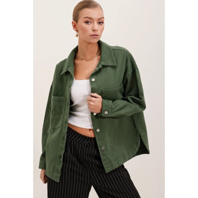 20192 Oversize Gabardin Gömlek Ceket - Haki 20192 Oversize Gabardin Gömlek Ceket - Haki