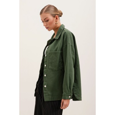20192 Oversize Gabardin Gömlek Ceket - Haki 20192 Oversize Gabardin Gömlek Ceket - Haki