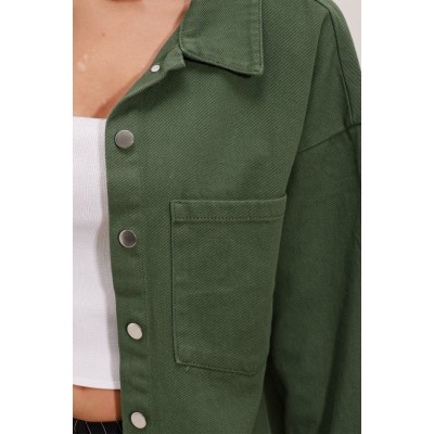 20192 Oversize Gabardin Gömlek Ceket - Haki 20192 Oversize Gabardin Gömlek Ceket - Haki