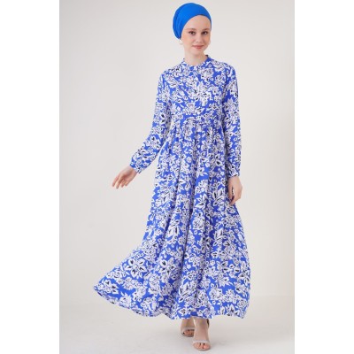 2144 Hakim Yaka Tesettür Elbise - Saks 2144 Hakim Yaka Tesettür Elbise - Saks