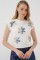 930 Kısa Kol Desenli Crop Bluz - Beyaz 930 Kısa Kol Desenli Crop Bluz - Beyaz