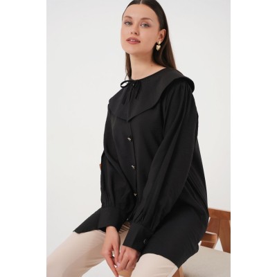 Bebe Yaka Uzun Tunik 5967 - Siyah Bebe Yaka Uzun Tunik 5967 - Siyah
