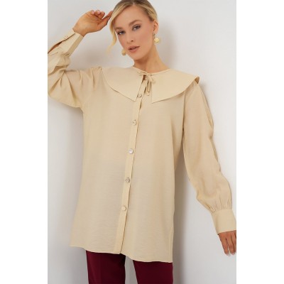 Bebe Yaka Uzun Tunik 5967 - Krem Bebe Yaka Uzun Tunik 5967 - Krem