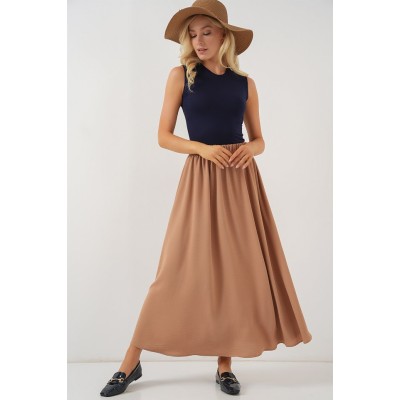 Uzun Ayrobin Etek 8050 - Camel Uzun Ayrobin Etek 8050 - Camel