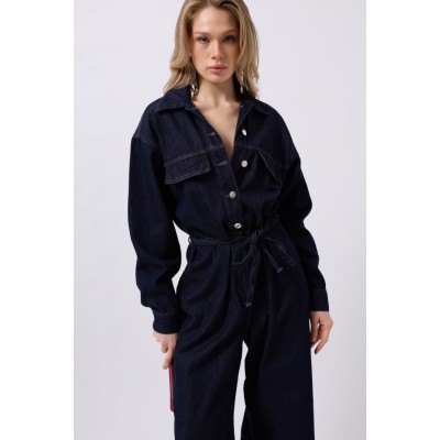 Düğme Detaylı Denim Tulum Düğme Detaylı Denim Tulum