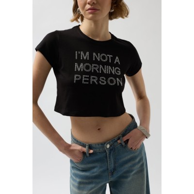 Taş Detay Crop T-Shirt Taş Detay Crop T-Shirt