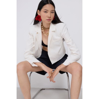 Crop Keten Blazer Ceket Crop Keten Blazer Ceket