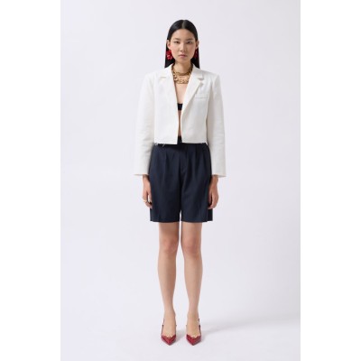 Crop Keten Blazer Ceket Crop Keten Blazer Ceket