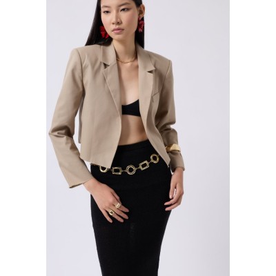 Crop Keten Blazer Ceket Crop Keten Blazer Ceket
