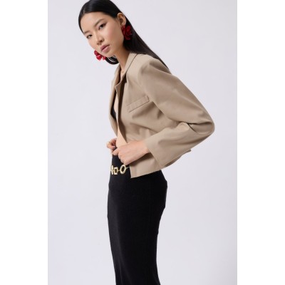 Crop Keten Blazer Ceket Crop Keten Blazer Ceket