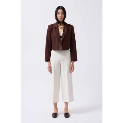 Crop Keten Blazer Ceket Crop Keten Blazer Ceket